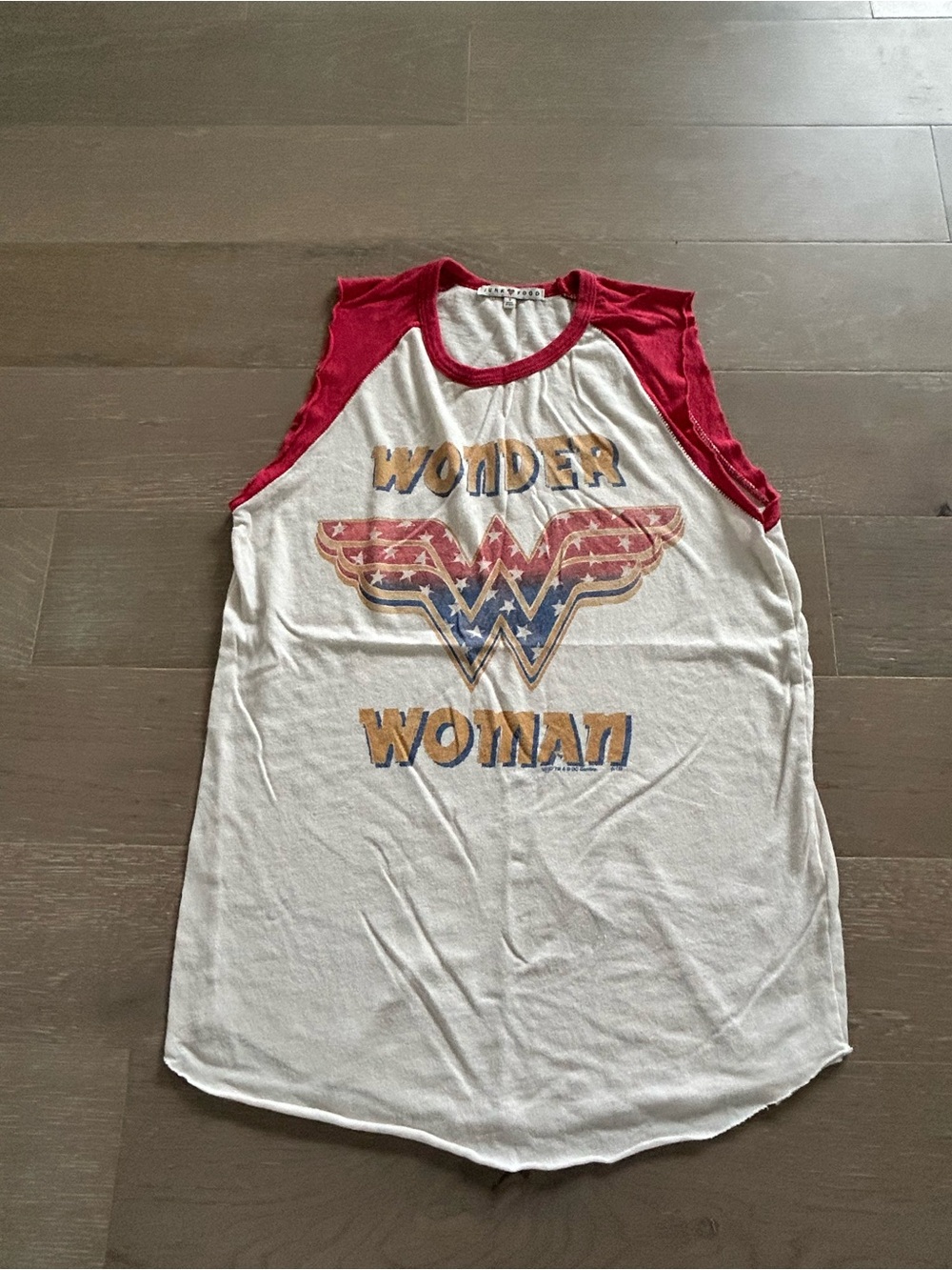 Junk Food Clothing Wonder Woman Tank Top - White and Red